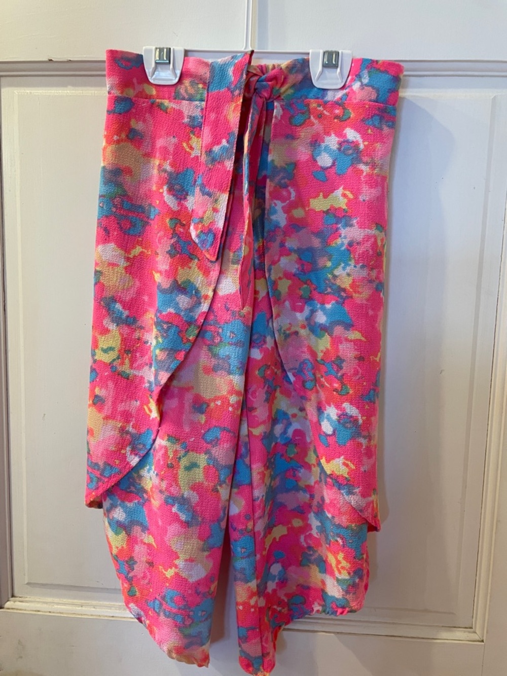 Girls 7/8 Pink Multicolor wrap style pants